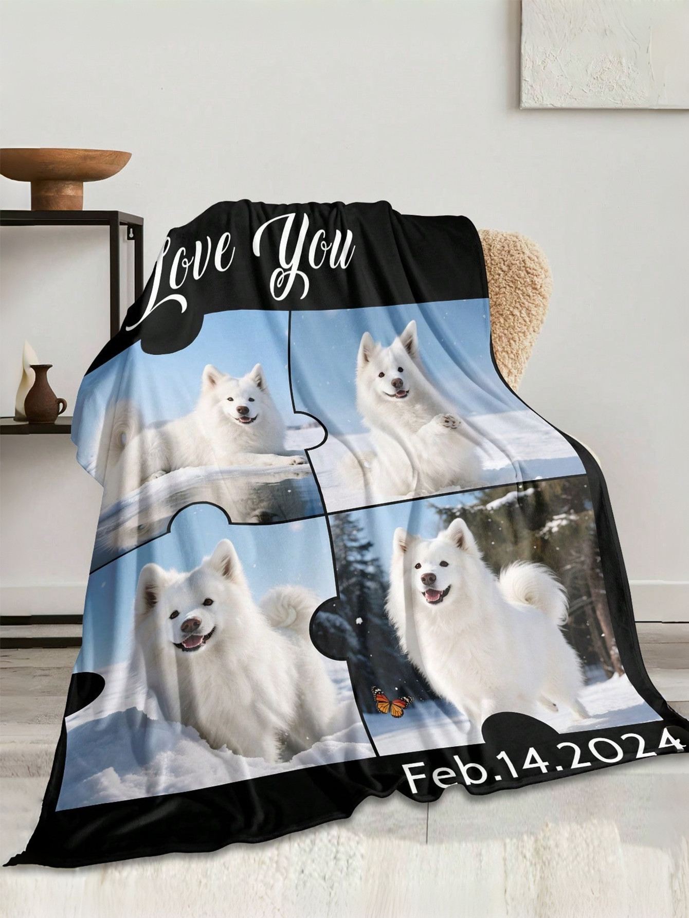 Custom Photo Flannel Blanket with Personalized Text Soft, Comfortable, and Warm Blanket The Perfect Valentine's Day Gift for Loved Ones